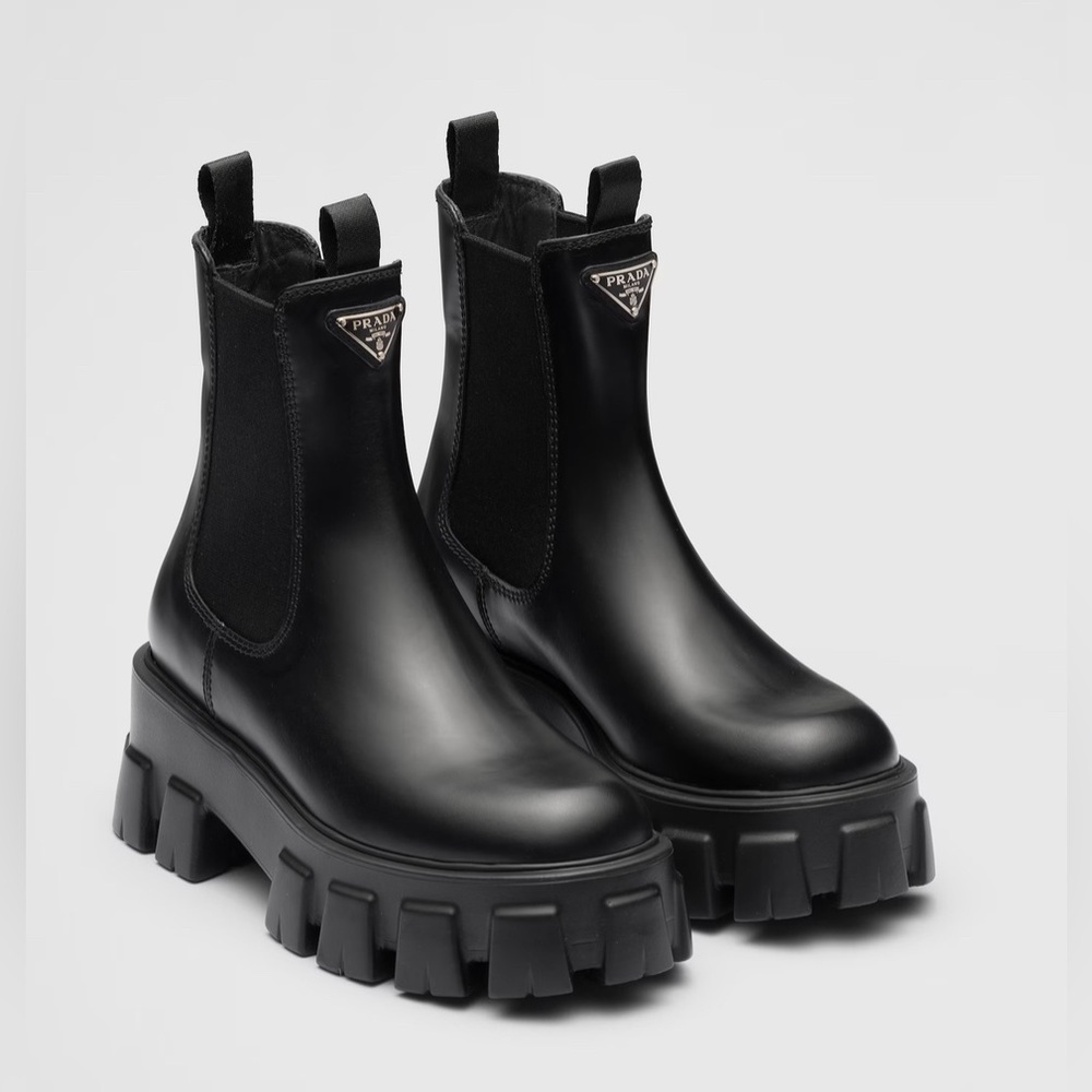 Brand new Prada Monolith brushed leather booties size 40